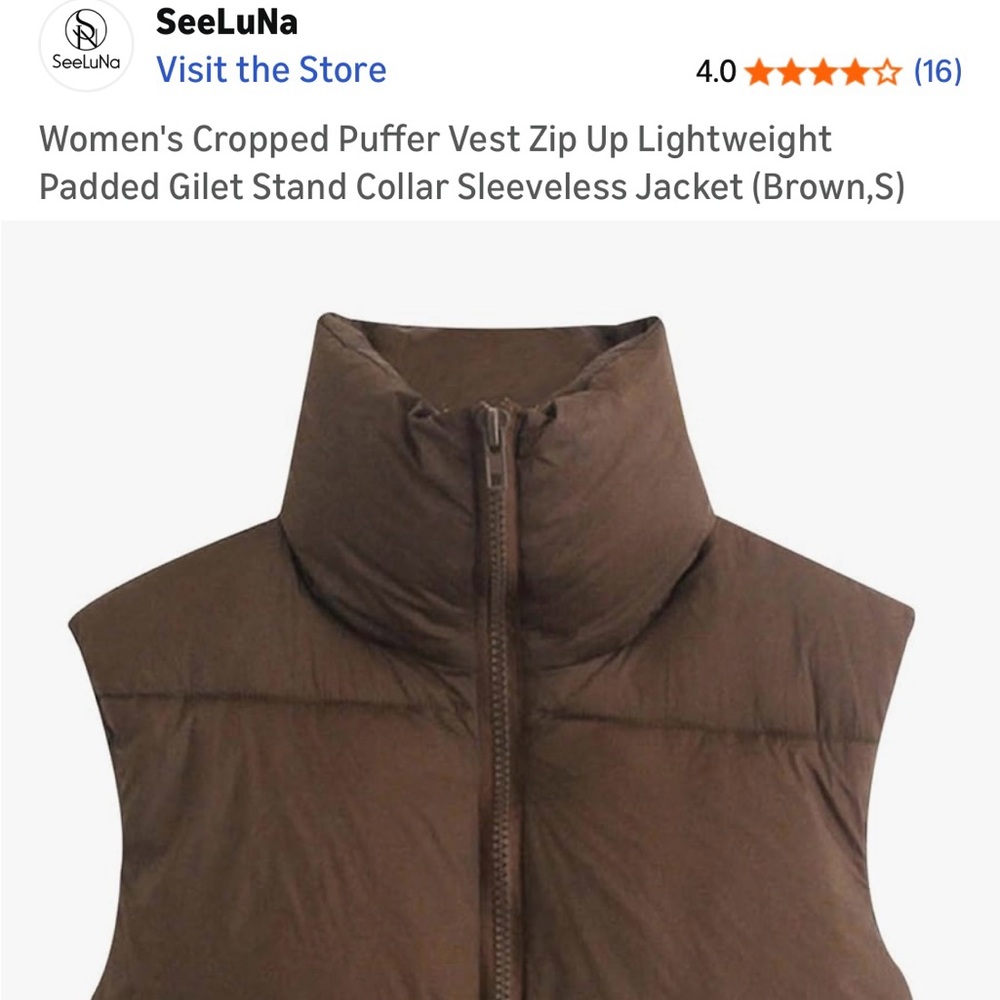Women's Brown Puffer Vest